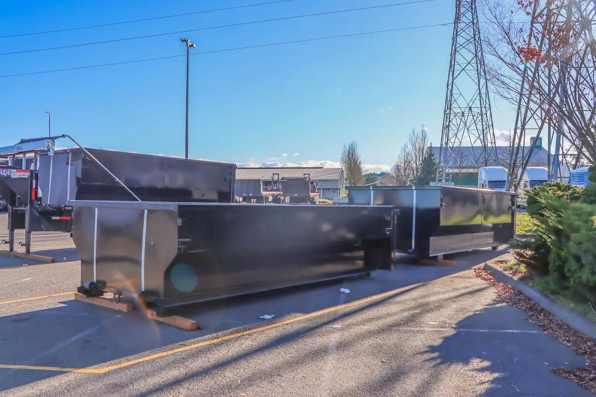 Roll-off dumpster ready for waste disposal at job site for Construction Dumpster Rental in Hiawatha